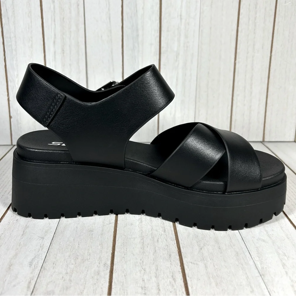 Soda Black Platform Sandals